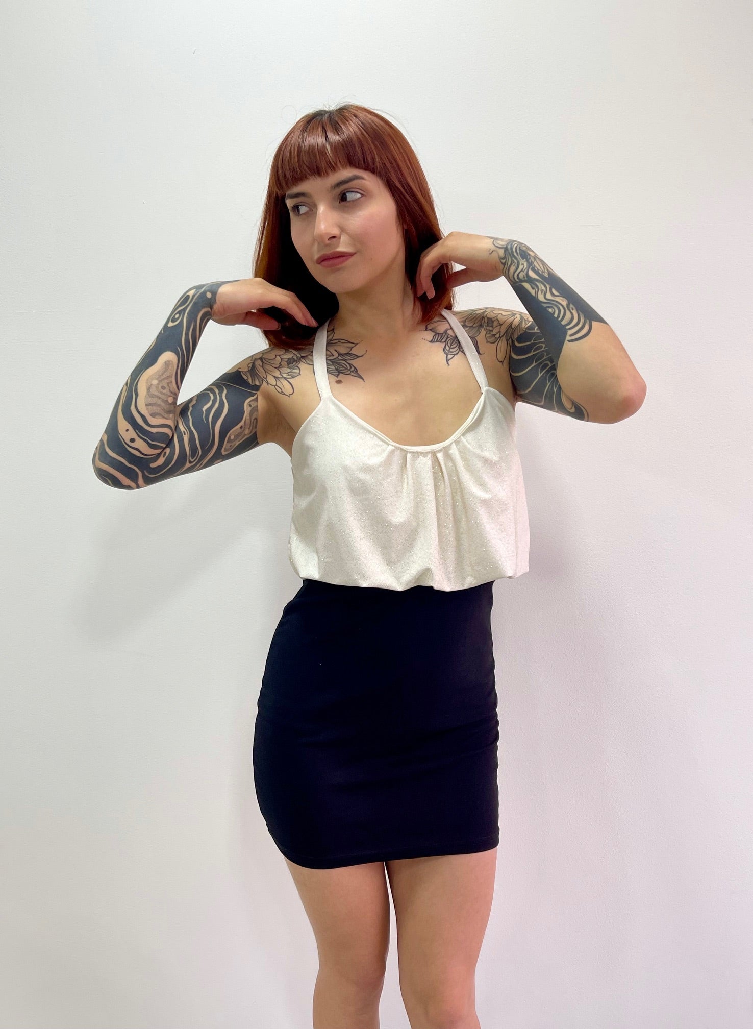 Vestido brillante blanco/negro