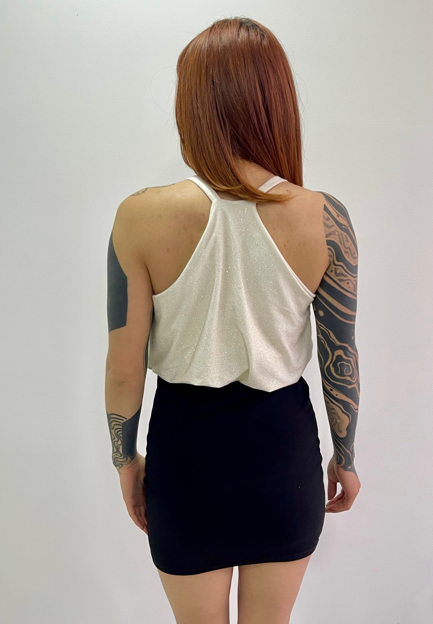 Vestido brillante blanco/negro