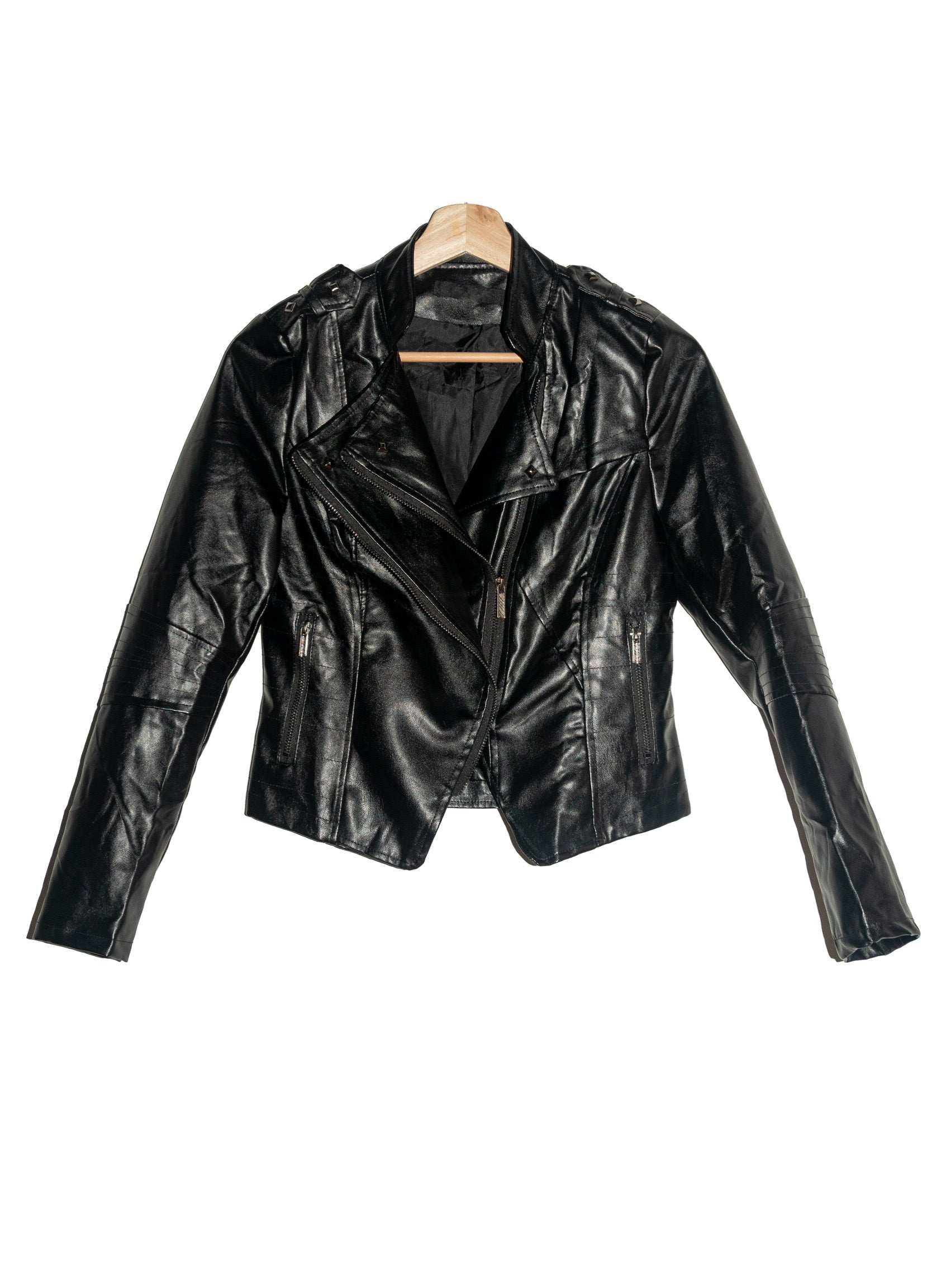 Chamarra biker efecto cuero